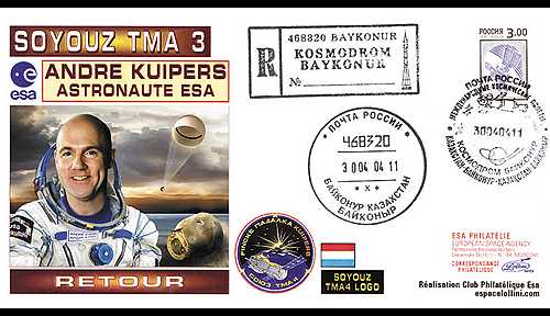 enveloppe ba 943 - K 1211 Mission ESA au dpart de Bakonour. - cover ba 943 - K 1211 Mission ESA au dpart de Bakonour.