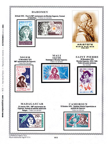 page astronome_61_A_ de album collection astronome de timbres